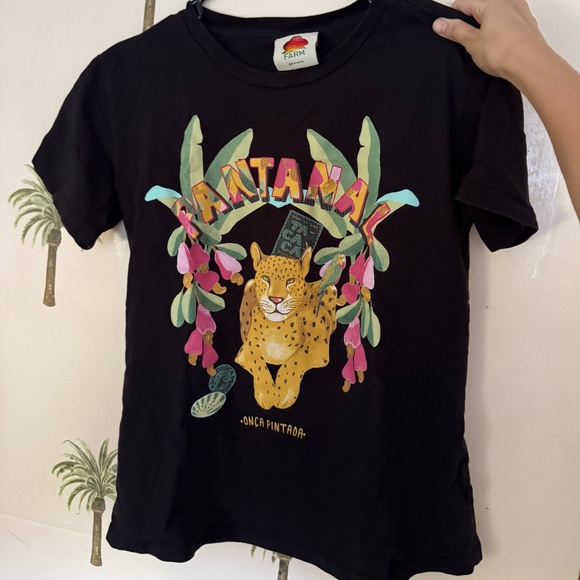 🌴Farm Rio Black Leopard 🐆 T-shirt - Picture 2 of 3